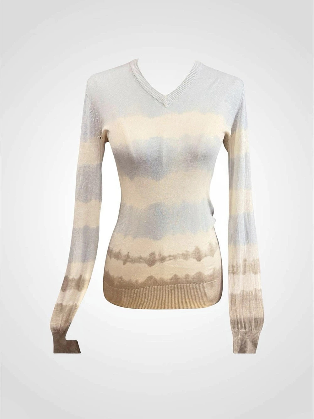 Dolce & Gabbana Abstract V-Neck Sweater White & Blue